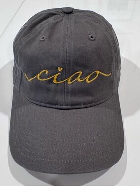 Ciao Embroidered Baseball Cap - Charcoal with Gold Script